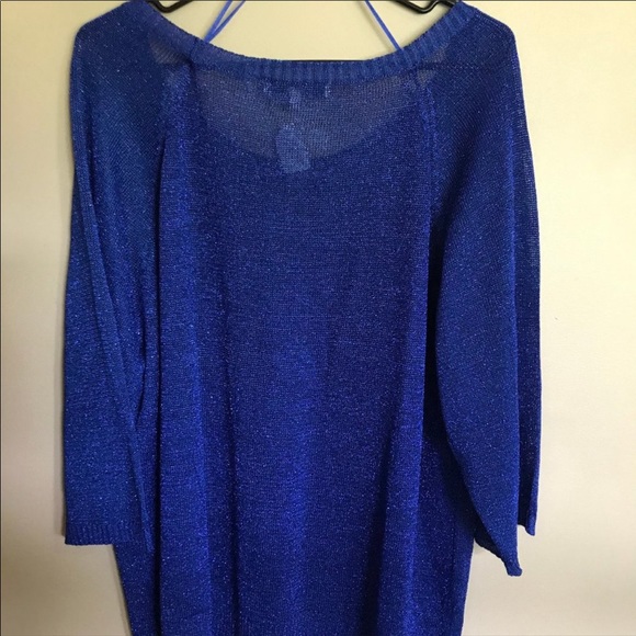 One7Six Electric Blue Metallic Oversized Top - Picture 3 of 3